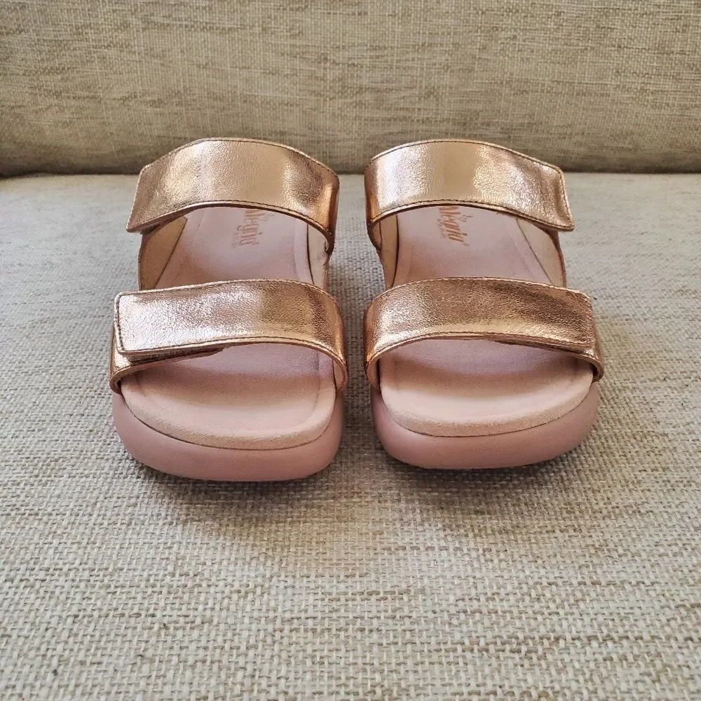 Alegria Bryce Sz 36 US 6 Women's Double Strap Rose Gold Metallic Sandals Slides - Picture 5 of 14